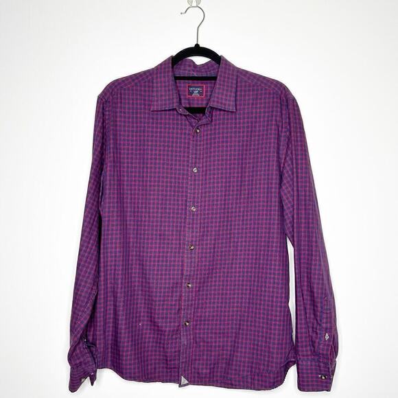 UNTUCKit Plaid Button Down Shirt Men's Red Blue Size Large - Picture 1 of 6